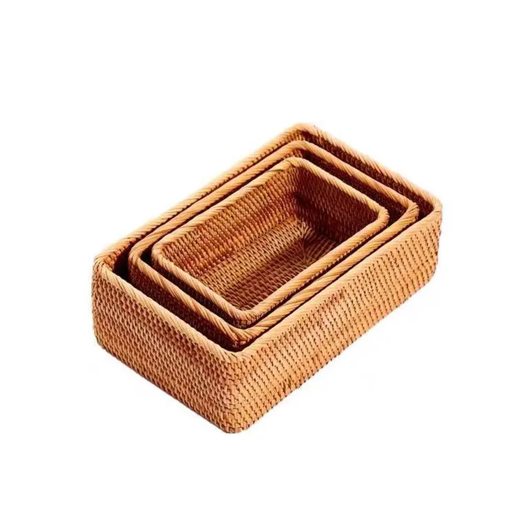 

Vietnam rattan desktop remote storage box Cosmetics sundries storage basket Square storage box
