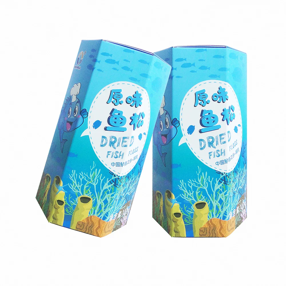
High Quality Best Price Chinese Food Fish Snack For Kids In Hexagonal Paper Box 
