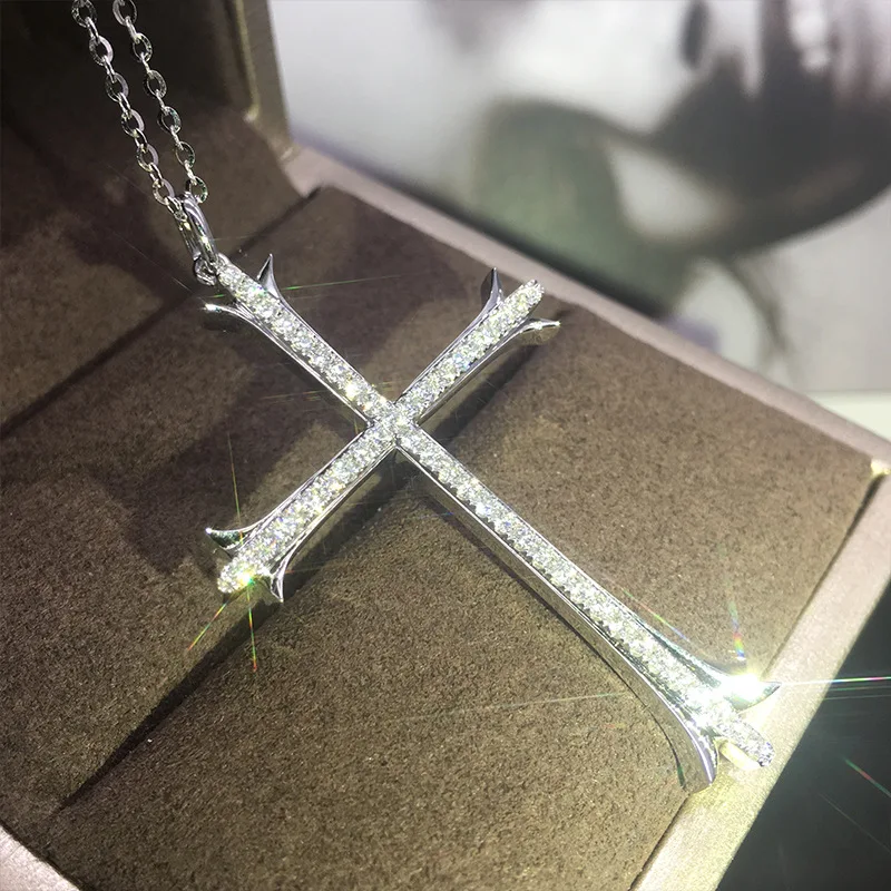 

New Arrival Cross Necklace for Women Micro Paved Shiny Stone Delicate Girls Accessories Daily Wear Party Fashion Jewelry, Customized color