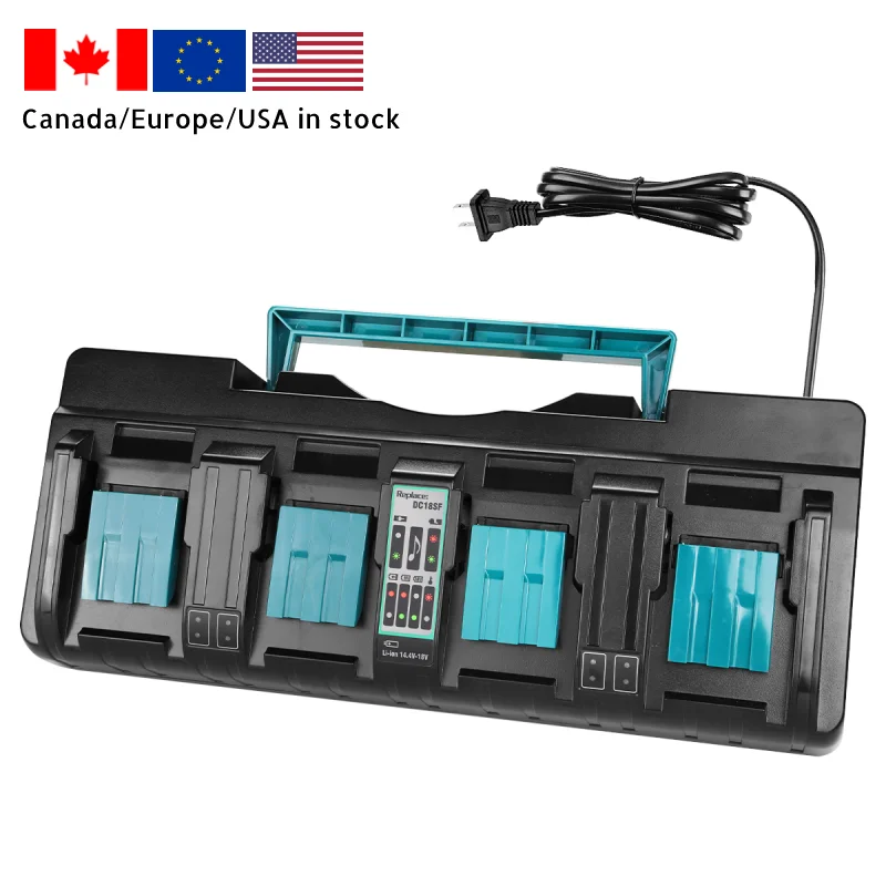 

ENERGUP Newest Charger 14.4V 18V Li-ion battery Rapid 4 Ports 3A Charging Current Replacement Battery Charger for Makita DC18SF