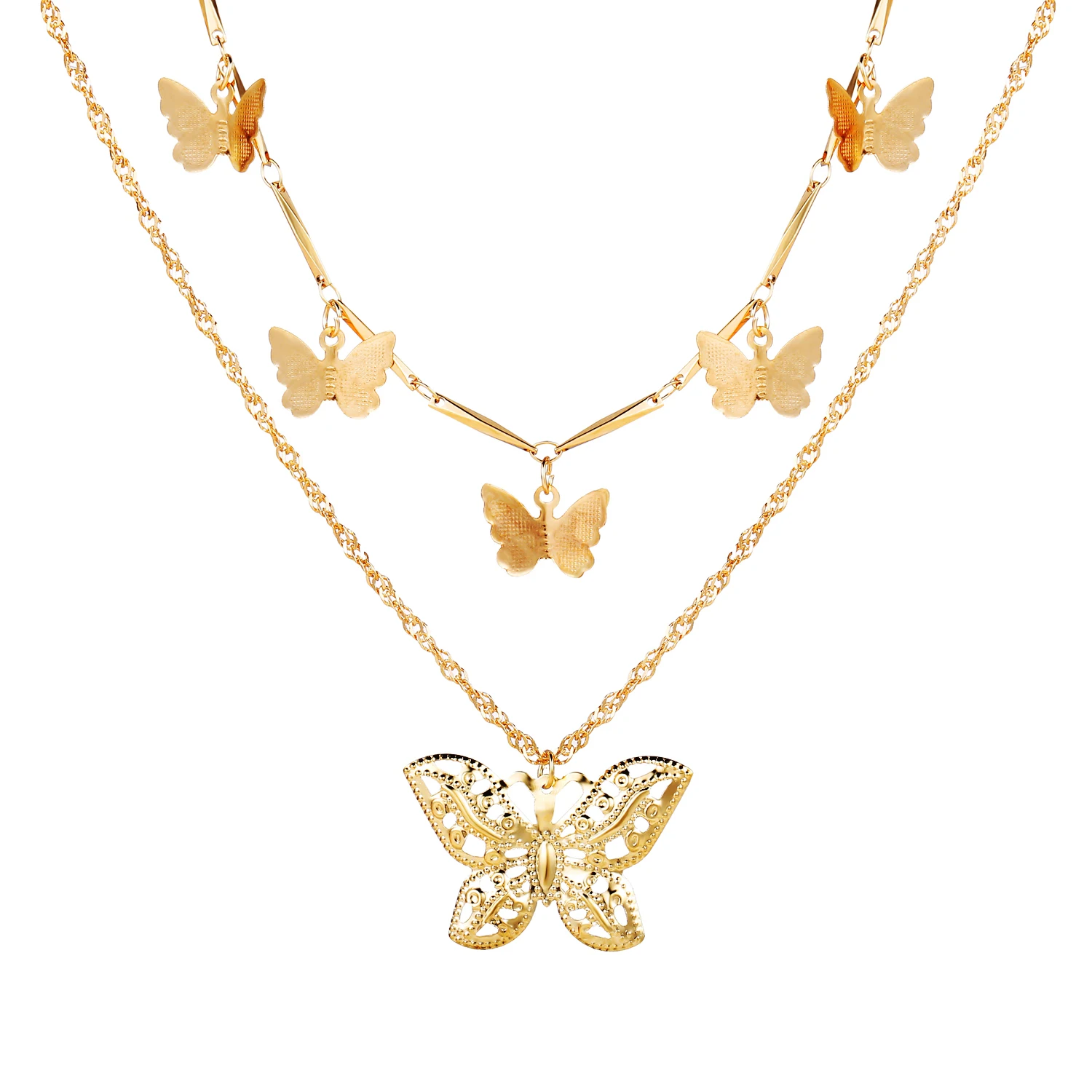 

50700 Personalized Adjustable Gold Silver Pendant Choker Chain 2021 Fashion Butterfly Necklaces for Girls Women