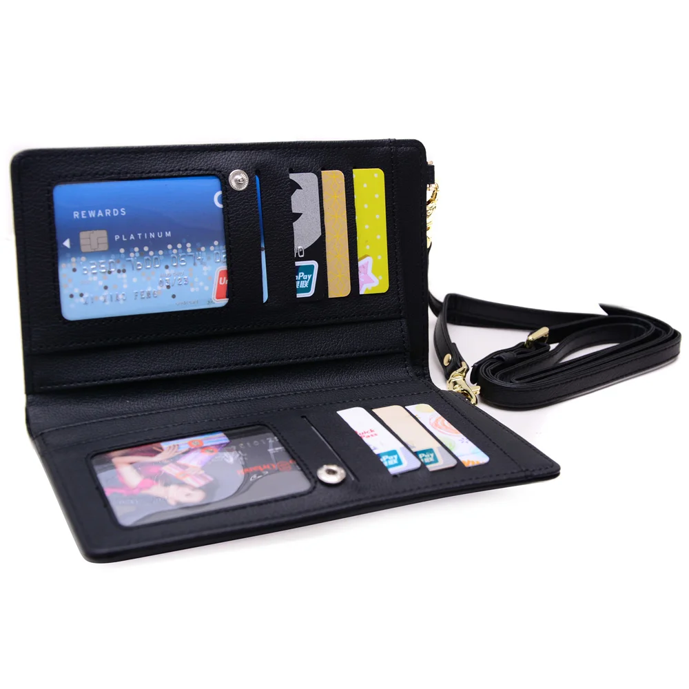 

Custom Universal Card Holder Wallet Phone Bag with Crossbody Shoulder Strap Zipper