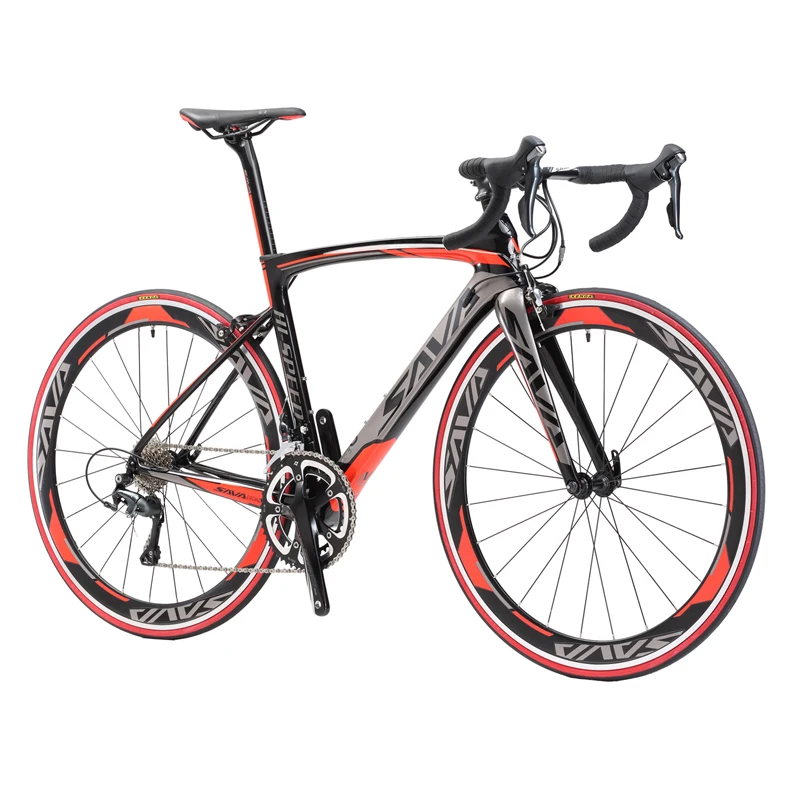 

SAVA Carbon Fiber Raod Bike 700c Adult Road Bike 44/47/50/52/54/56cm Wholesale Road Bicycle with SORA R3000 18 Speeds, Red/blue/orange/grey