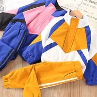 

Lovely baby girl boys children sport designs fashion jacket + long pants clothes set