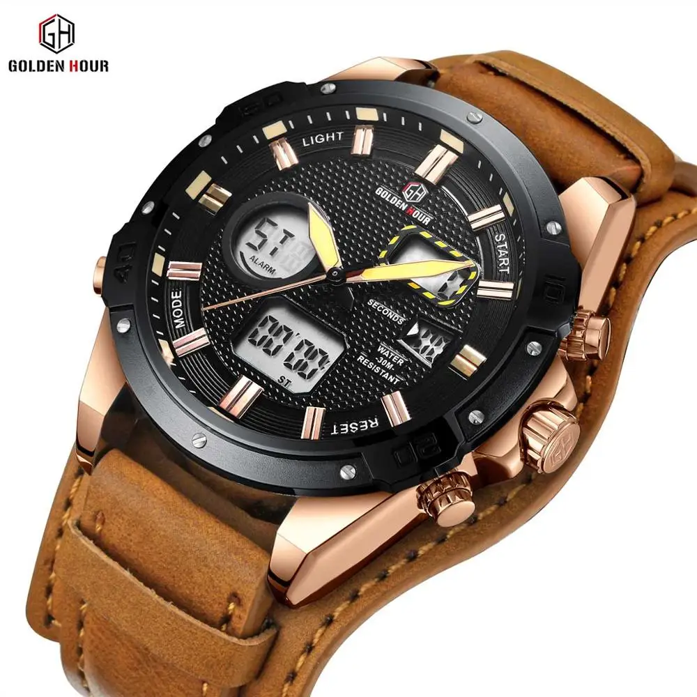 

GOLDENHOUR GH117 for watches men wrist brand whach made in China LED Display Back Light Coin Watch, 3 colors