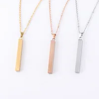 

Square Bar DIY Custom Name Necklace Mirror Polished Stainless Steel Personalized Vertical Bar Necklace