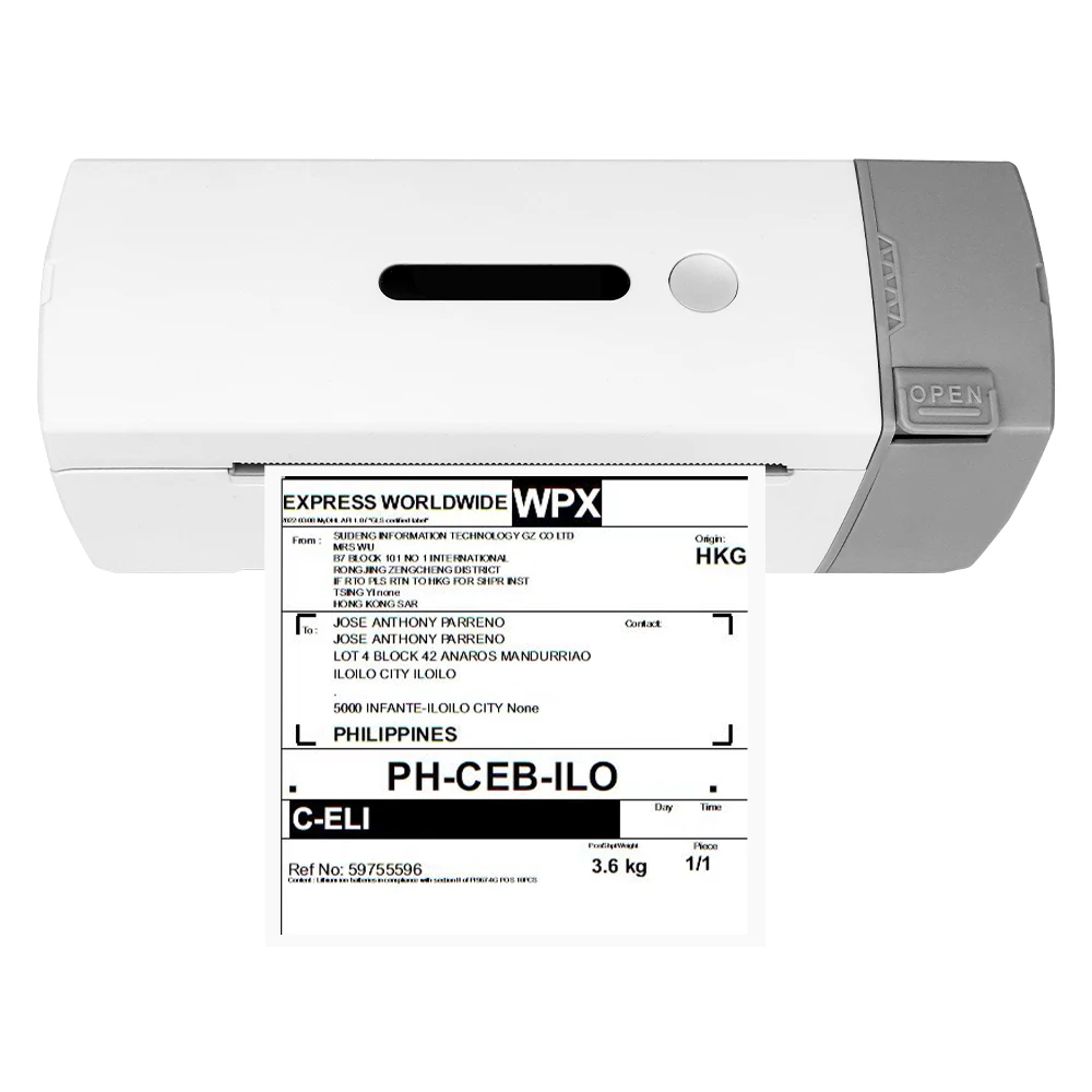 

4x6 Thermal Shipping Label Printer New Design 30mm-114mm 4 inch Sticker Date Address Barcode Waybill Printer with Paper Stock