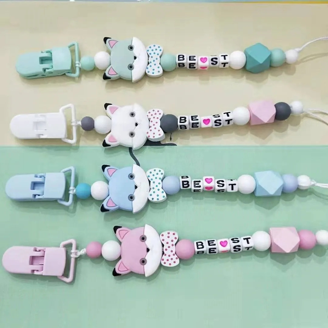 

Wholesale Baby Teething Dummy Chain Holder Silicone Cartoon Bear Pacifier Clip