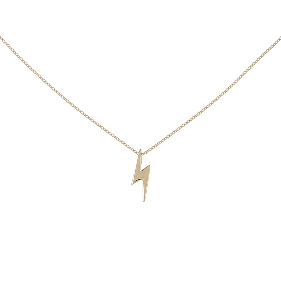 

925 Sterling Silver 14K gold Plated Mini Lightning Pendant necklace For woman Fashion Necklace