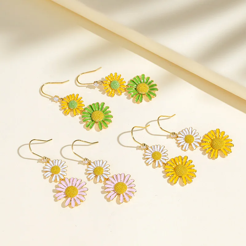 

Aimgal jewelry GD flower eardrop S925 sterling silver long daisy earrings for women