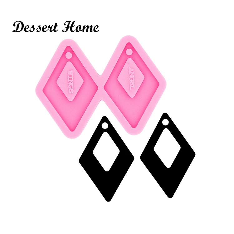 

DY0508 Shiny  Square Hollow Diamond Earrings Mold for Jewelry Resin Crafts Earrings DIY Custom Silicone Molds, Pink