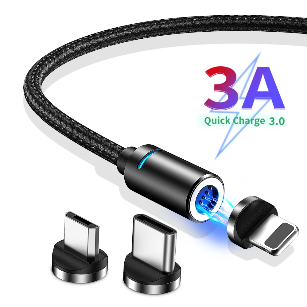 

New Product 2021 3A Magnetic 3 in 1 Charging Cable, Black