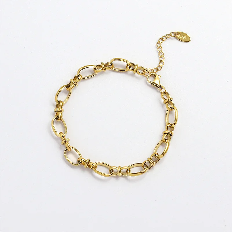 

Diversified Latest Designs 18k Gold Plated Stainless Steel Link Chain Bracelet Italien Style Avec Breloqu