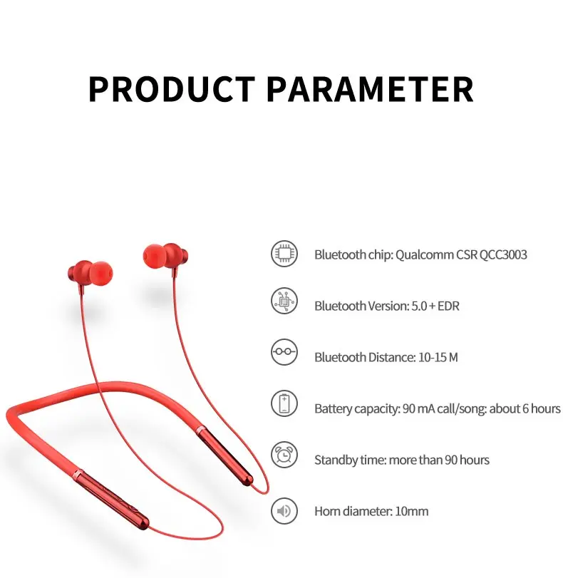 High quality wireless bluetooth ear hook TWS sports neckband Bluetooth headset sport earbuds - ANKUX.COM