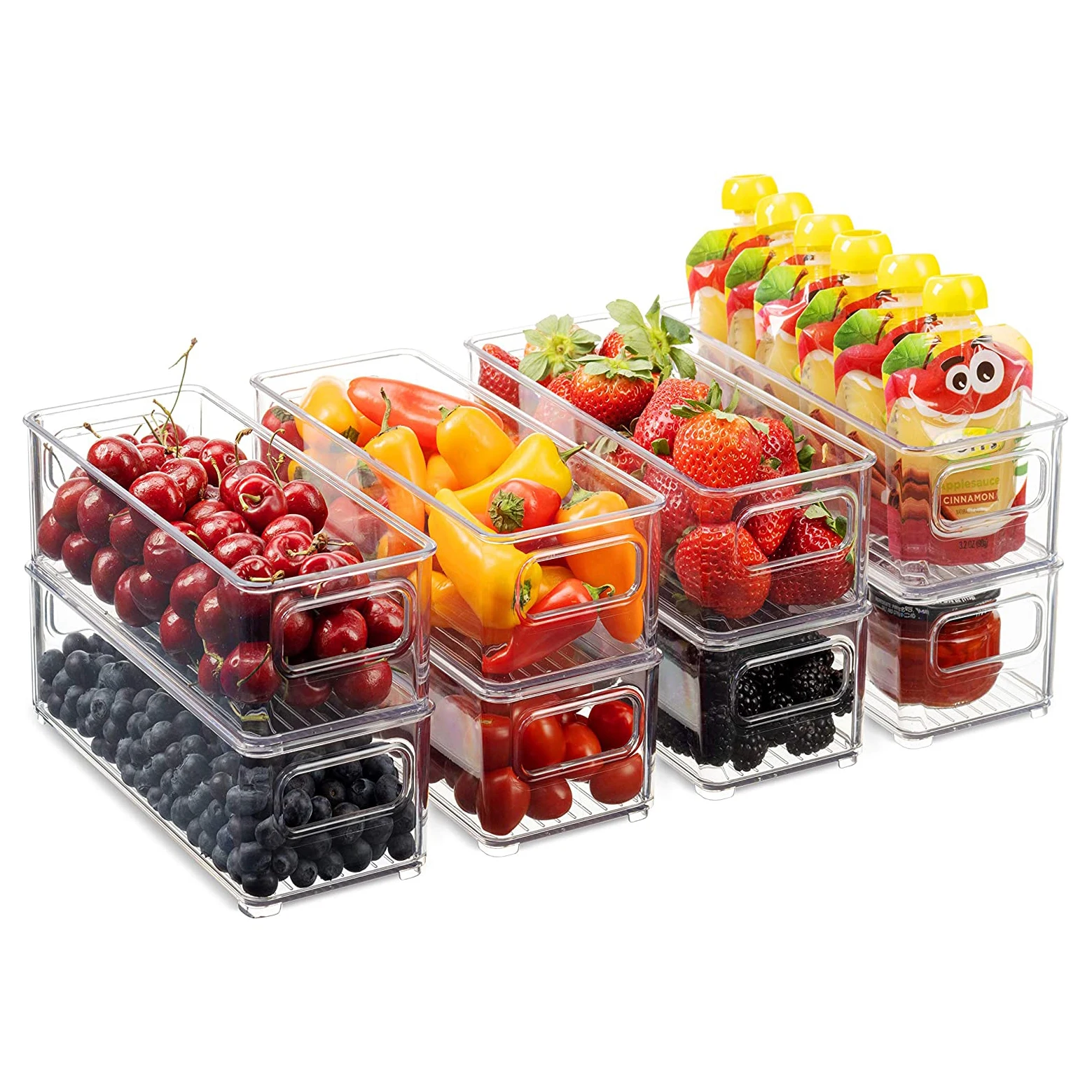 

Stackable Refrigerator Organizer Bins,Plastic Kitchen Pantry Cabinet, Clear