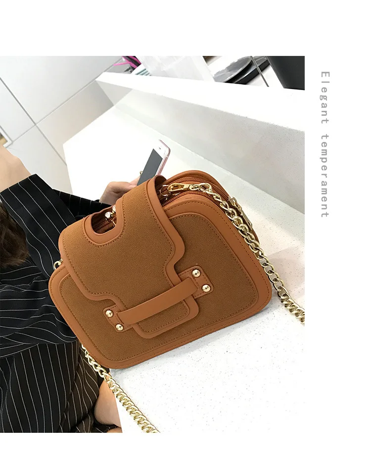 

MeeTee B-B055 Fashion New Frosted Small Square Bag Three-layer Clip Woman Bag Shoulder Messenger Chain Bag