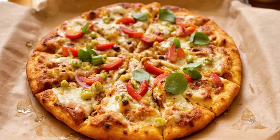 Tandoori pizza with mango lassi and side dishes