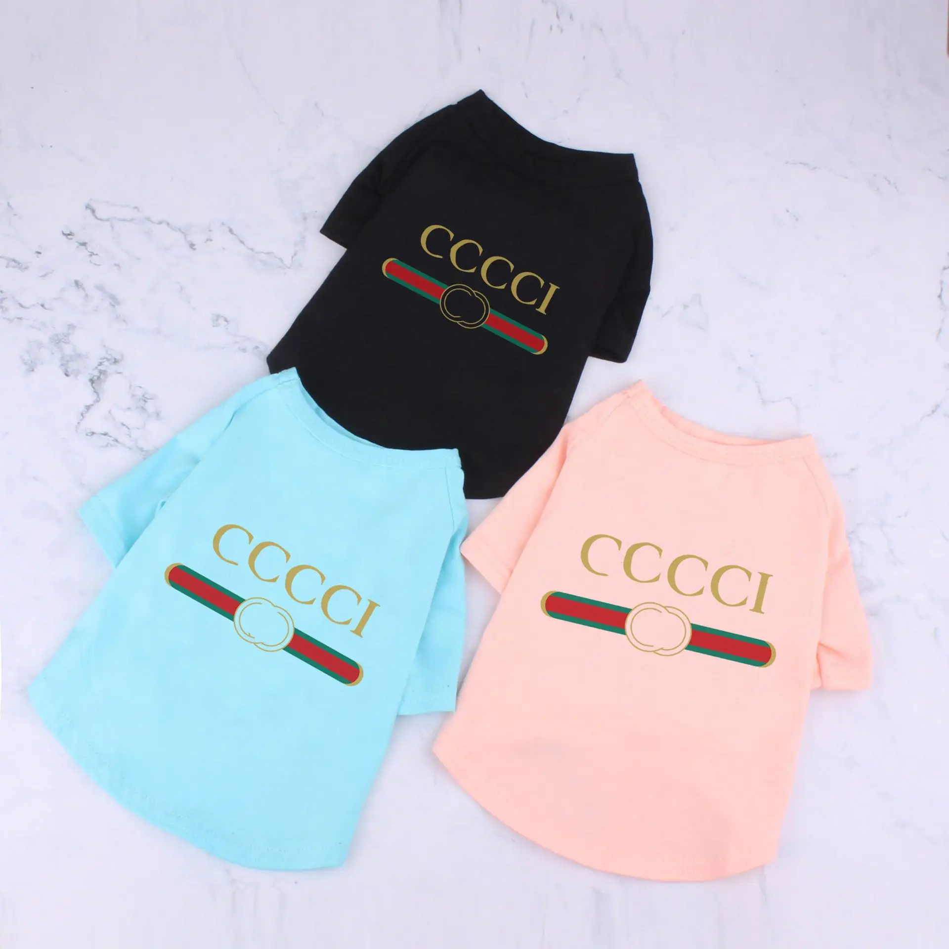 

2021 popular brand pet clothes cotton letters spring and summer thin dog T-shirt