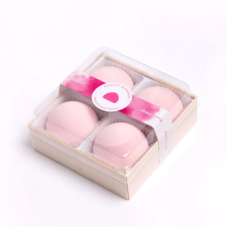 

1-4-94 4pcs custom logo pink soft peach shape beauty make up makeup sponge