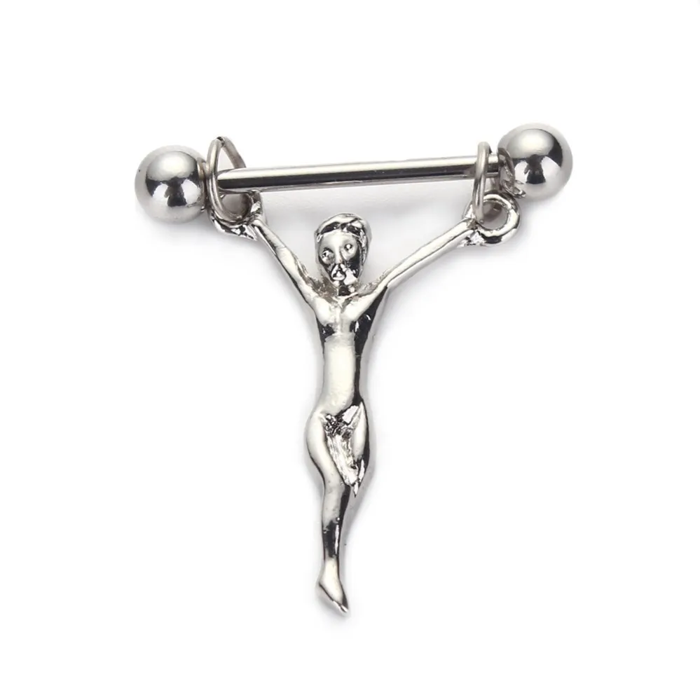 

wholesale titanium piercing jewelry punk style Jesus nipple ring