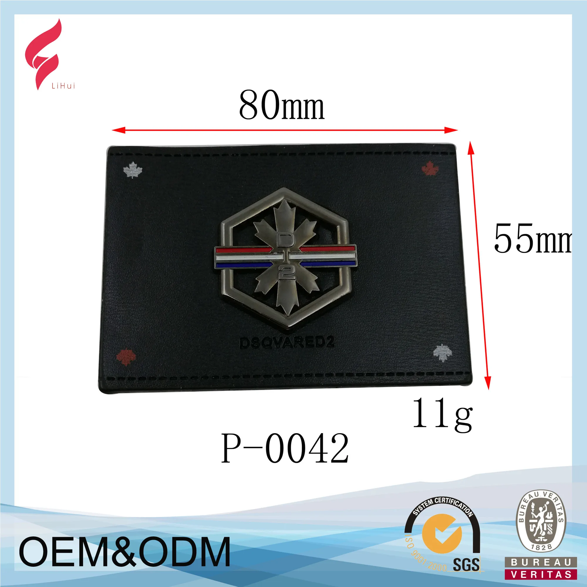 New Design Leather Emboss Patch Pu Men Clothing Pvc Leather Custom