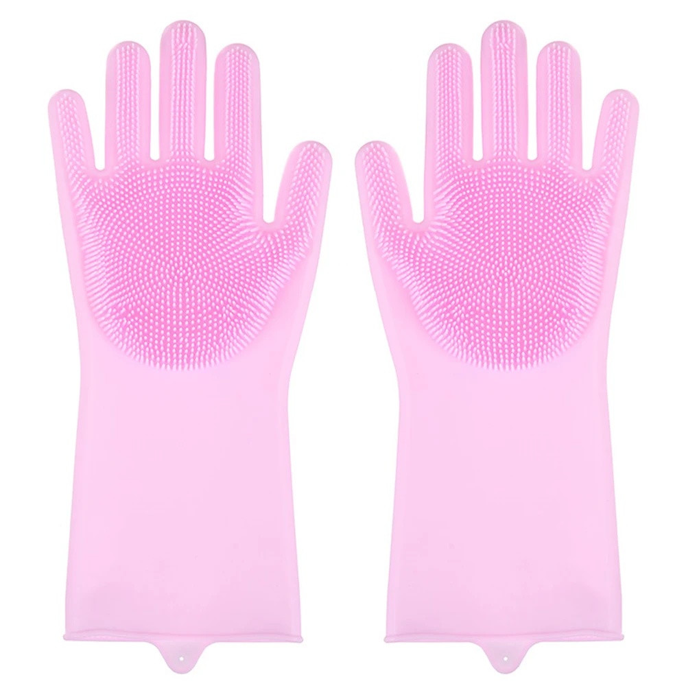 

Magic Silicone Dishwashing Gloves Scrubbing Scrubber Cleaning Dish Car Pet Wash Glove Silicon Reusable Sponge Gloves