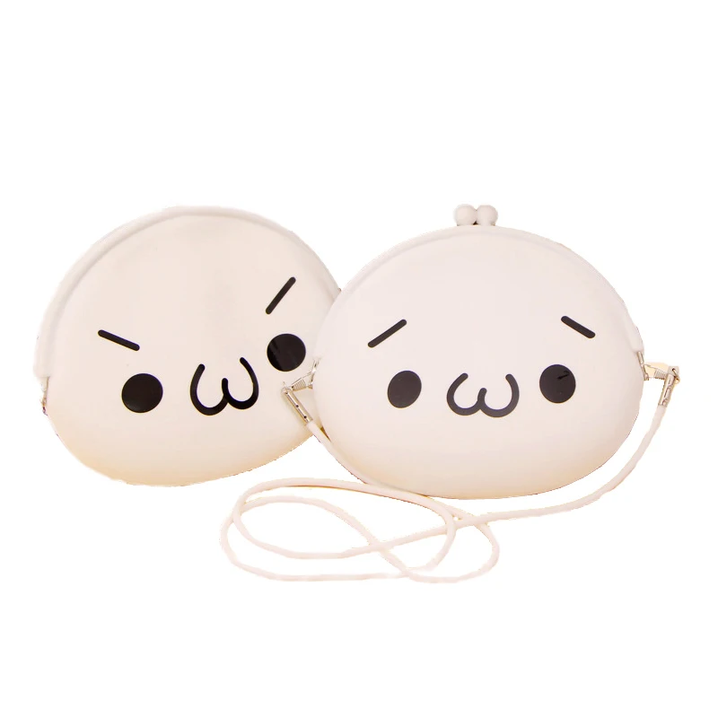 

New Funny Messenger Bag With Hasp Small Wallet Cartoon Silicone Cute Coin Purse Women, White