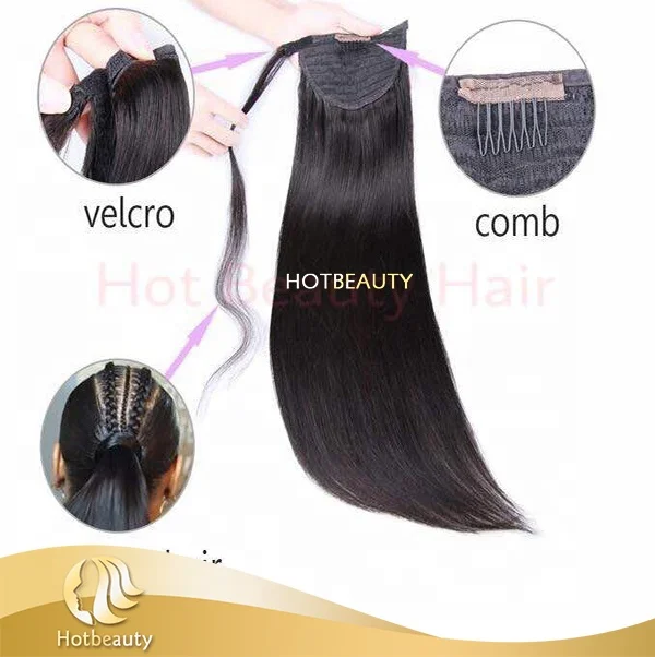 
Hot Beauty Natural Real Hair Ponytail Black Peruvian Human Hair Ponytail 