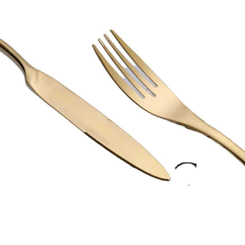 

Fork Knife And Spoon Set Stainless Steel Cutlery Gold Tableware Elegant Dinnerware Sets