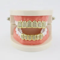 

Hip-hop Jewelry Copper Rhinestone Teeth Grillz set Wholesale