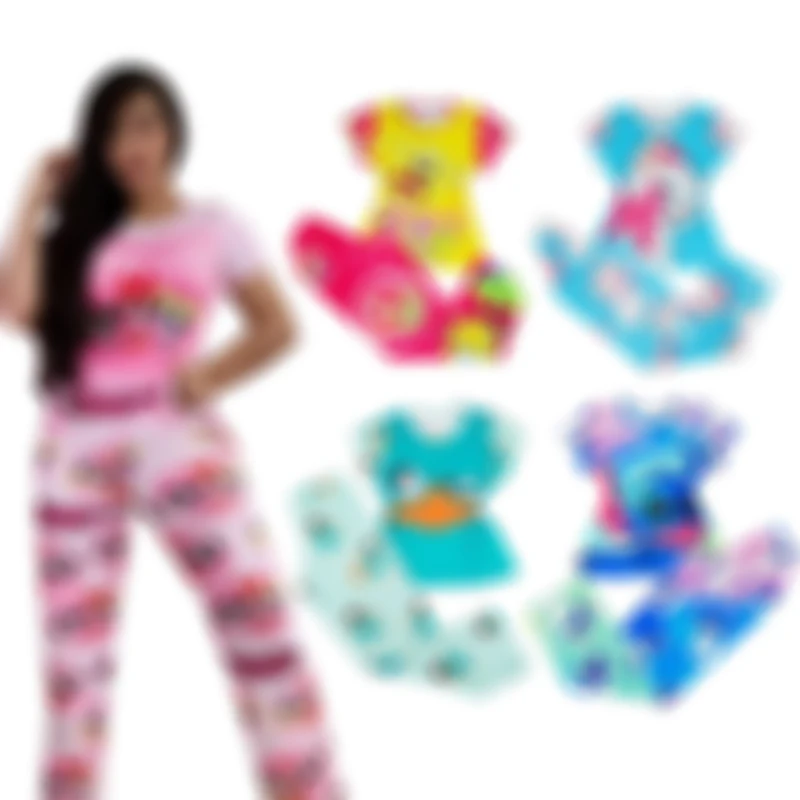 

2021 Latest New Arrival Women cartoon characters sleepwear 2 Piece Pajamas Pant Set, Photo color