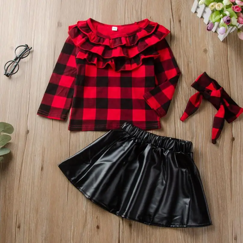 

fashion hot sale red grid shirt girls short dress suits summer casual style cheaper girls baby suit long sleeves