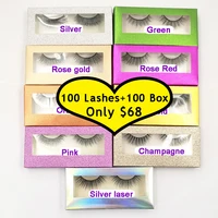 

Factory 2020 Latest Wholesale Low price 3D natural silk lashes faux mink eyelashes Custom Various color cartons packaging box