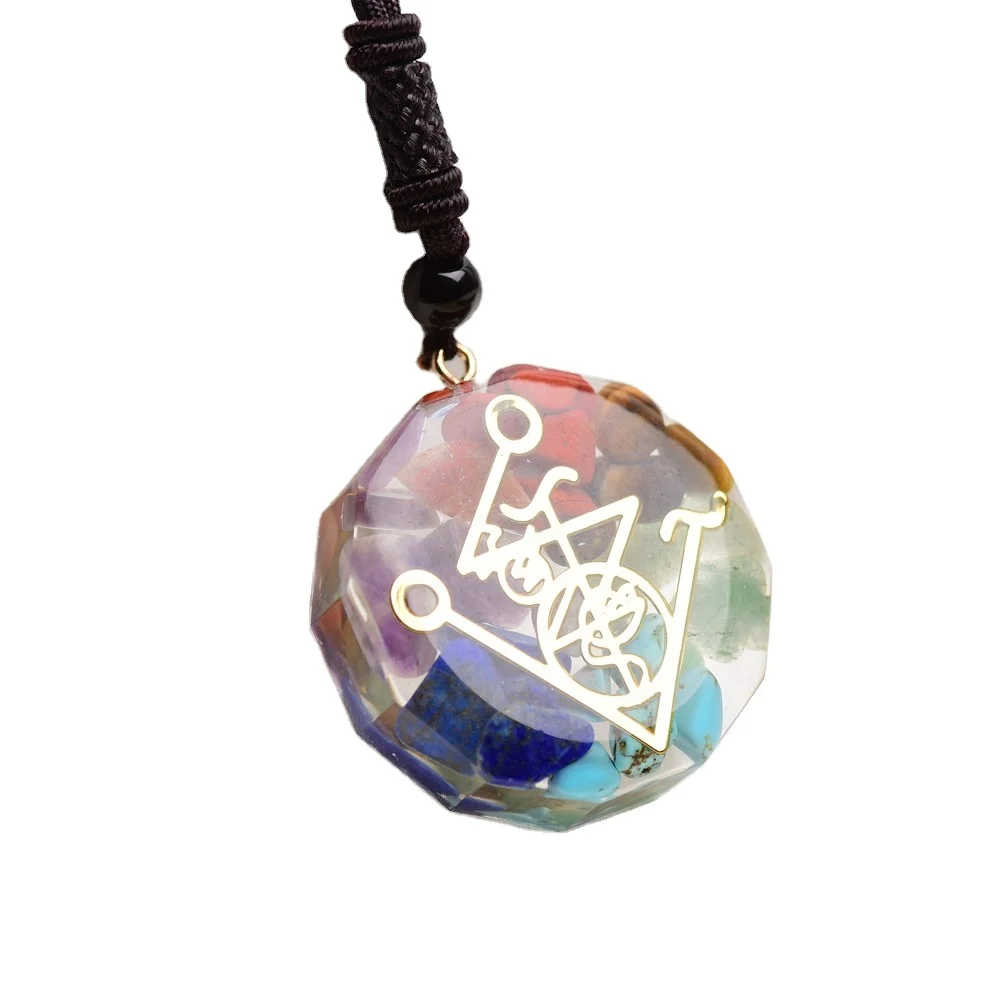 

Orgonite pendant Necklace Sri Yantra Pendant Sacred Geometry Chakra Energy Necklace Meditation energy Orgone crystal pendant