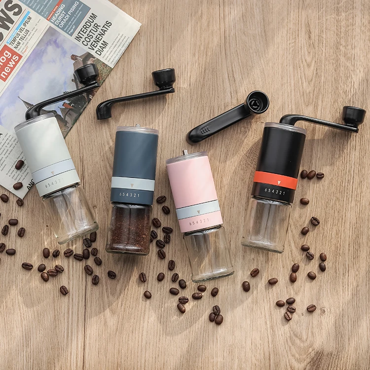 

New 6 Grades Coarseness stainless steel Portable mini Cafe Barista Espresso Manual coffee grinder with ceramic burrs, Can be customized