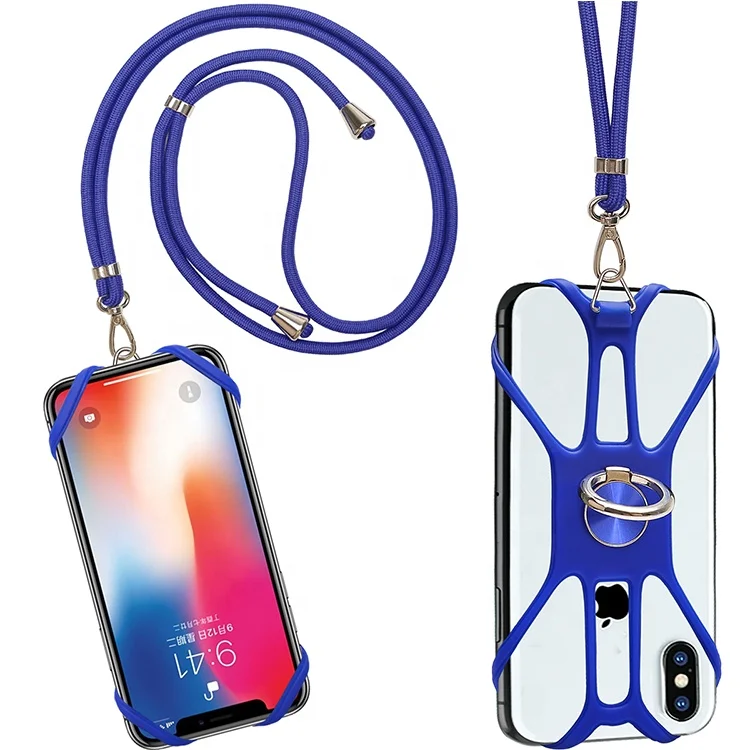 

Factory price OEM silicone mobile phone lanyard with Finger Ring ,cheap silicone phone case with neck lanyard