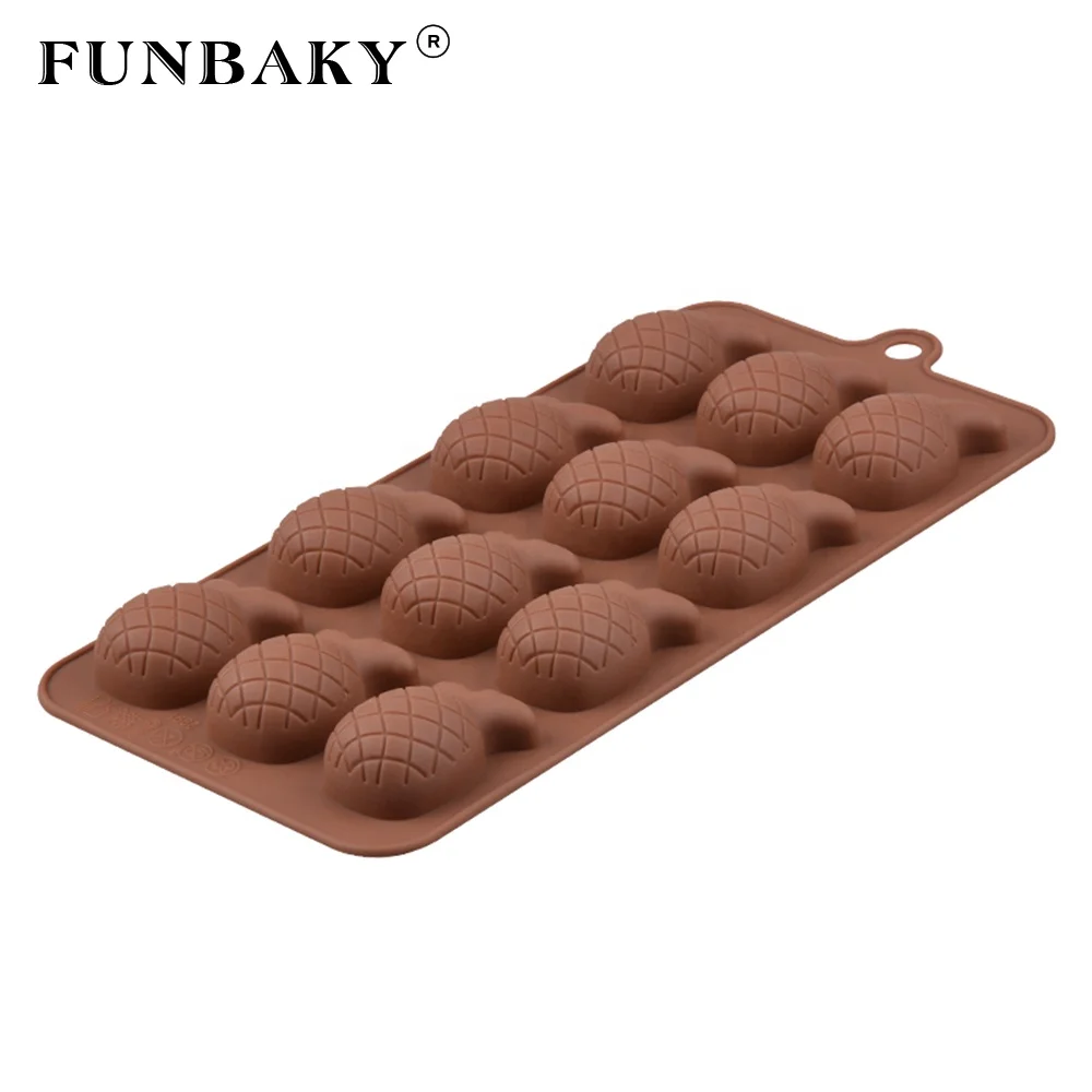 

FUNBAKY Candy silicone mold 12 cavity fruit pineapple shape chocolate silicone mold soft sweet gummy making kits, Customized color