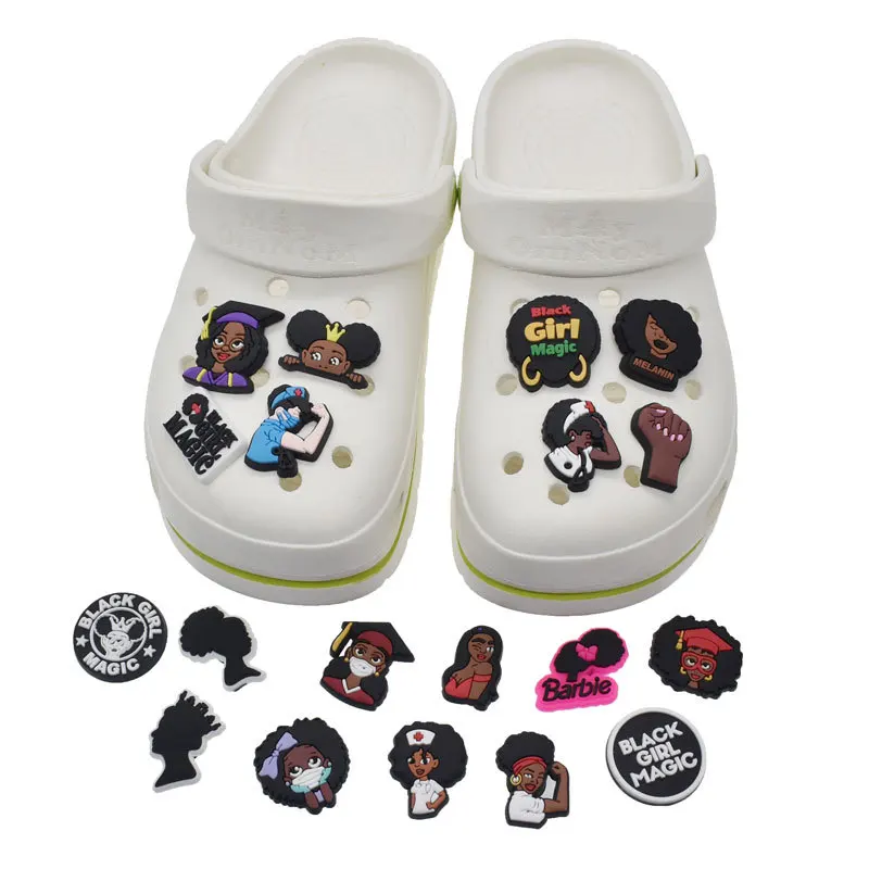 

BLM Black Girl Magic shoe charms For Crocks Clog Shoes Croc Shoe Charm croc chains metal charms