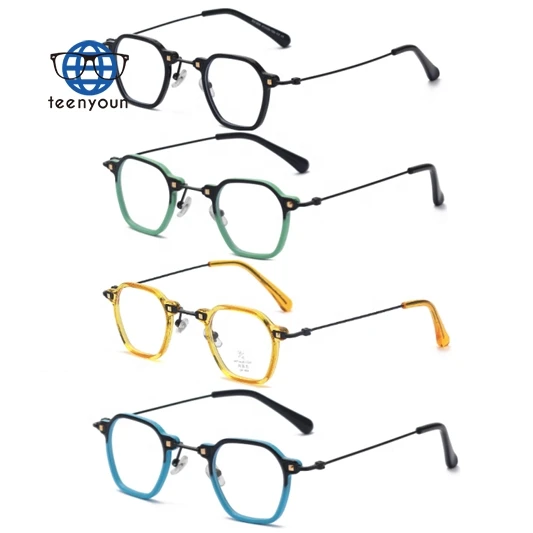 

Teenyoun Eyewear Frame Myopia Eyeglasses Glasses Metal Eyeglass Small Square Game Computer Optical Glass