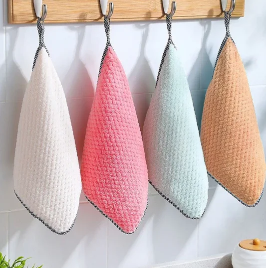 

QY Dish cloth hot-selling kitchen accessories kitchen rags non-stick oil thickened countertop absorbent scouring pad