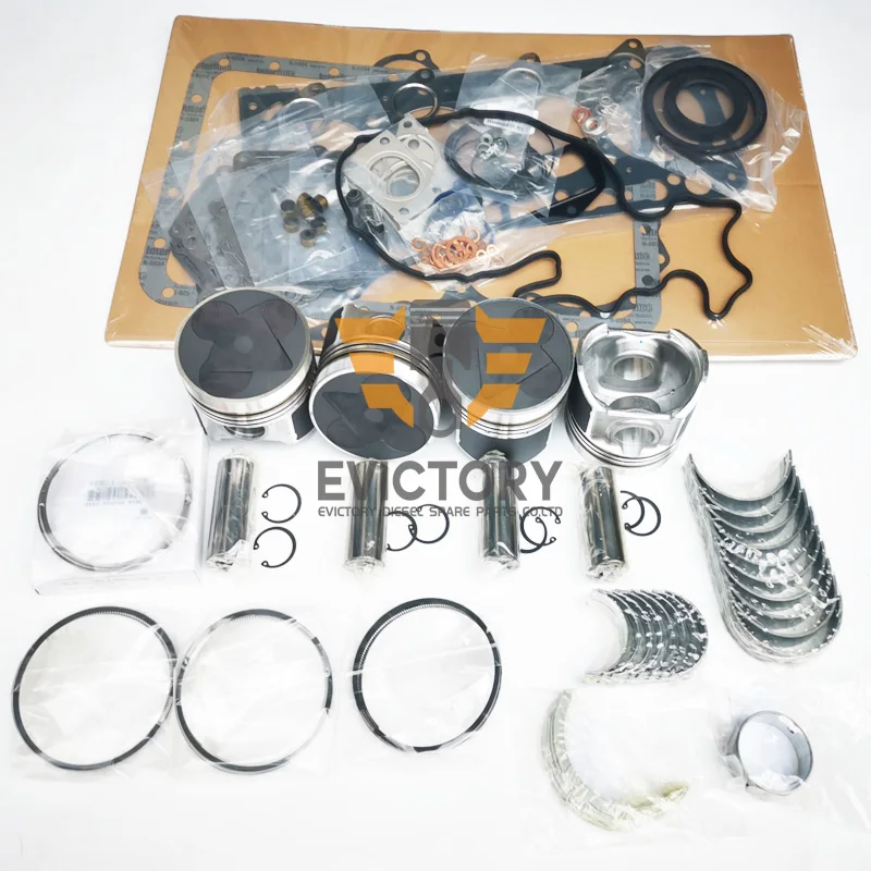 

For KUBOTA 12V V3300T V3300-DI-T V3300 rebuild overhaul kit piston ring bearing gasket + valve + guide 12