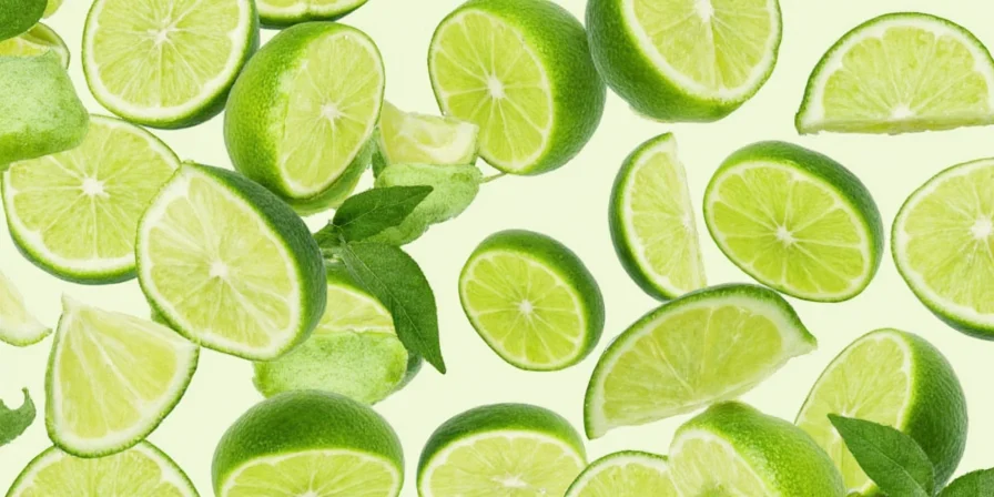 A close-up shot of freshly grated lime zest on a wooden surface.