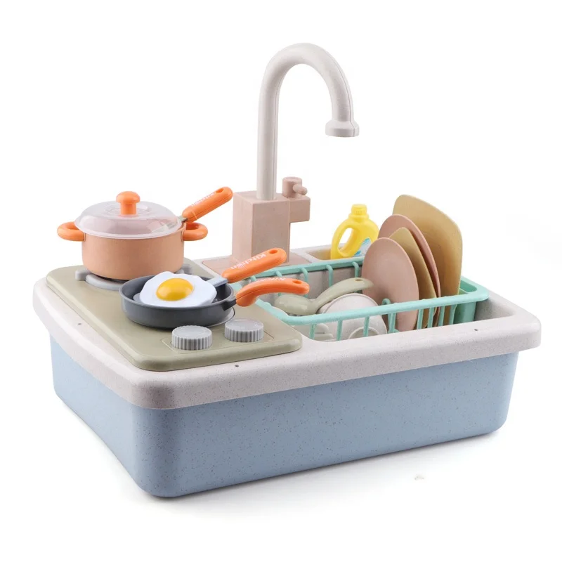 Set Of 21pcs Children Electric Dishwasher Playing Toy With Automatic