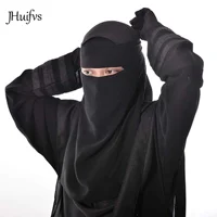 

In Stock Solid Color Womens Saudi Niqab Muslim Face Veil for Hijab Islamic Burqa