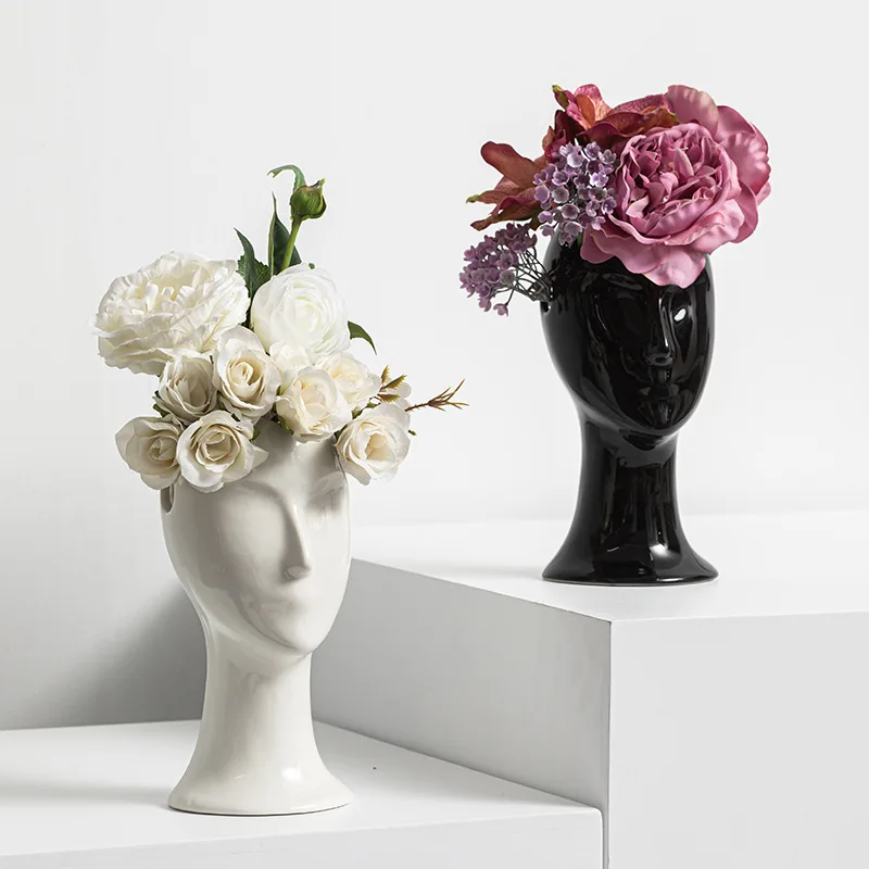 

Modern Nordic Style Creative Human Head Decorative Vase Home Decoration Ceramic Flower Vase