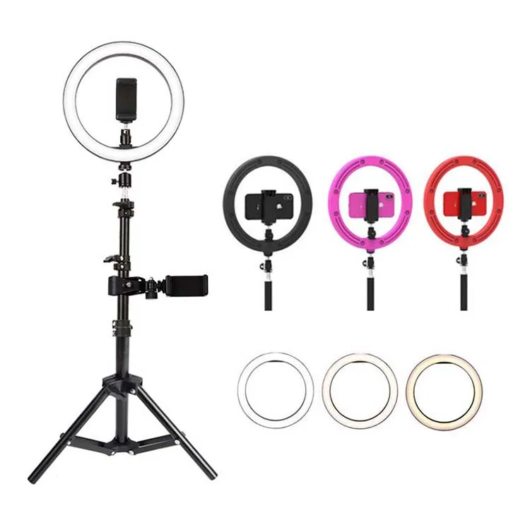 

Live Streaming Clip Selfie Ring Light With 360 Degree Roate Cell Phone Holder Stand With Selfie Ring With Filexiable Holder, Black/white/pink