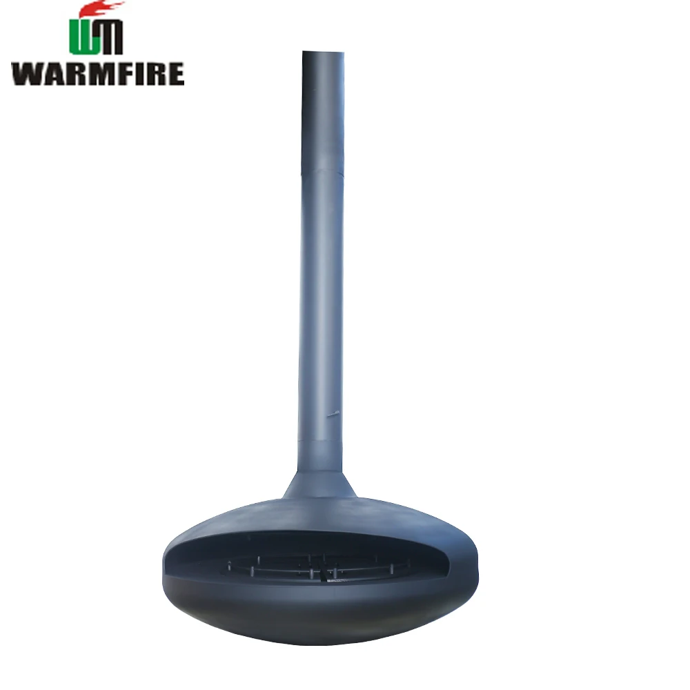
Warmfire carbon steel customizable viewing suspend fireplace home use wood burning stove with Long exhaust pipe 