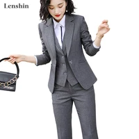 

Lenshin Women Quality Suit Set Office Ladies Work Wear Women OL Pant Suits Formal Female Blazer Jacket Vest trousers 3 Pieces