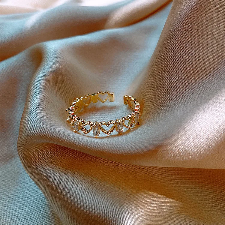 

2020 fashion jewelry trendy heart fashionable crystal rings for ladies
