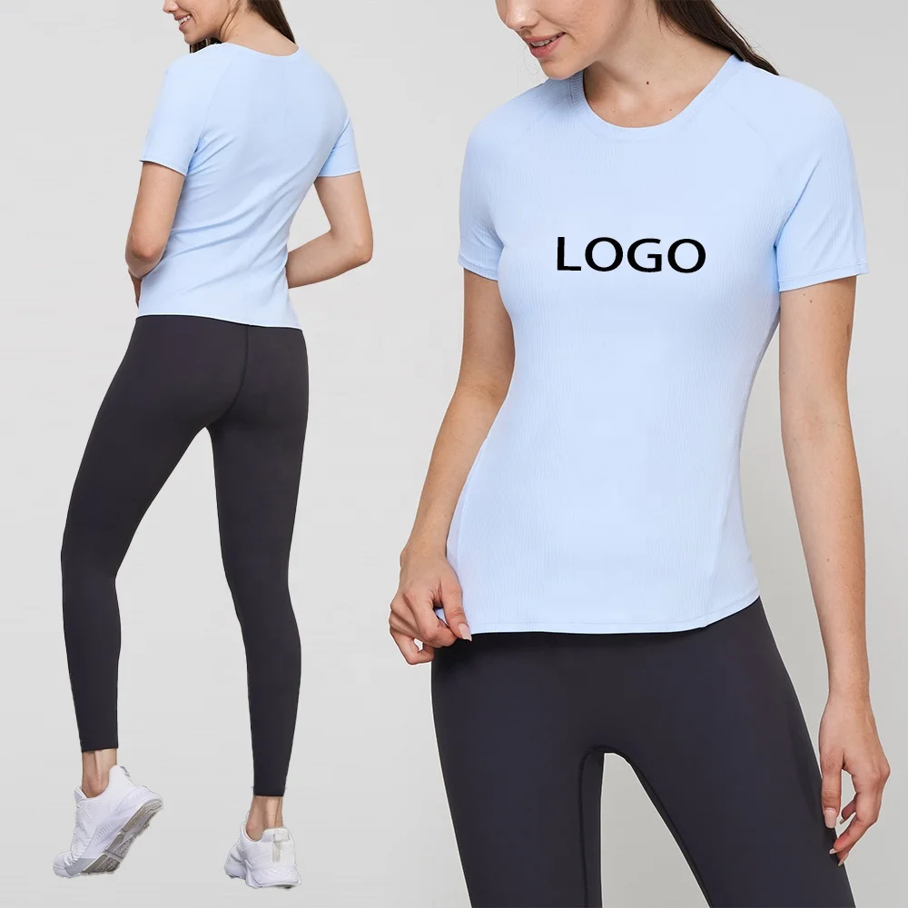 

Wholesale Fitness Custom Logo Comfortable Crew Neck Blank Gym Tops Workouts Women'S Sports Yoga T Shirts